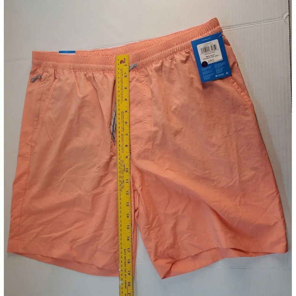 Columbia Mens Omni-Shade AM0757 Drawstring Water Shorts Coral L Never Worn W/Tag